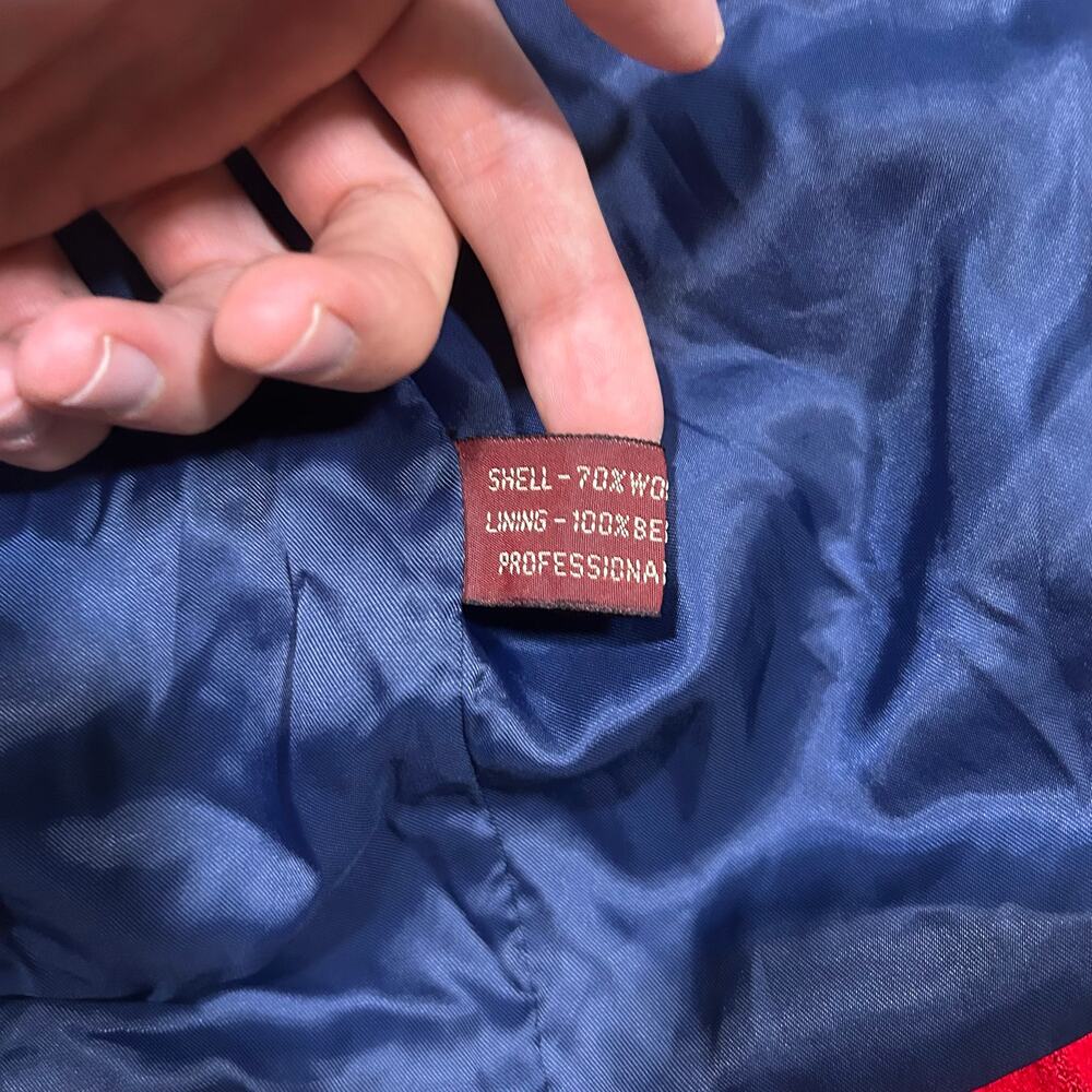 Vintage Nordstrom Harrington Jacket Red Wool Bomber Zip USA Mens Small - Picture 6 of 8